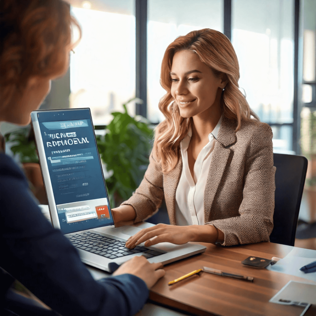 women in office using a landing page